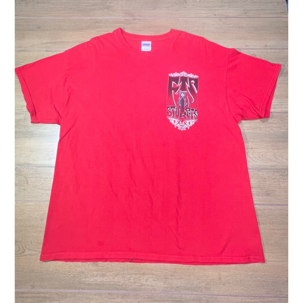 Gildan Ultra Cotton Red Motorcycle Biker Graphic T Shirt Mens XL